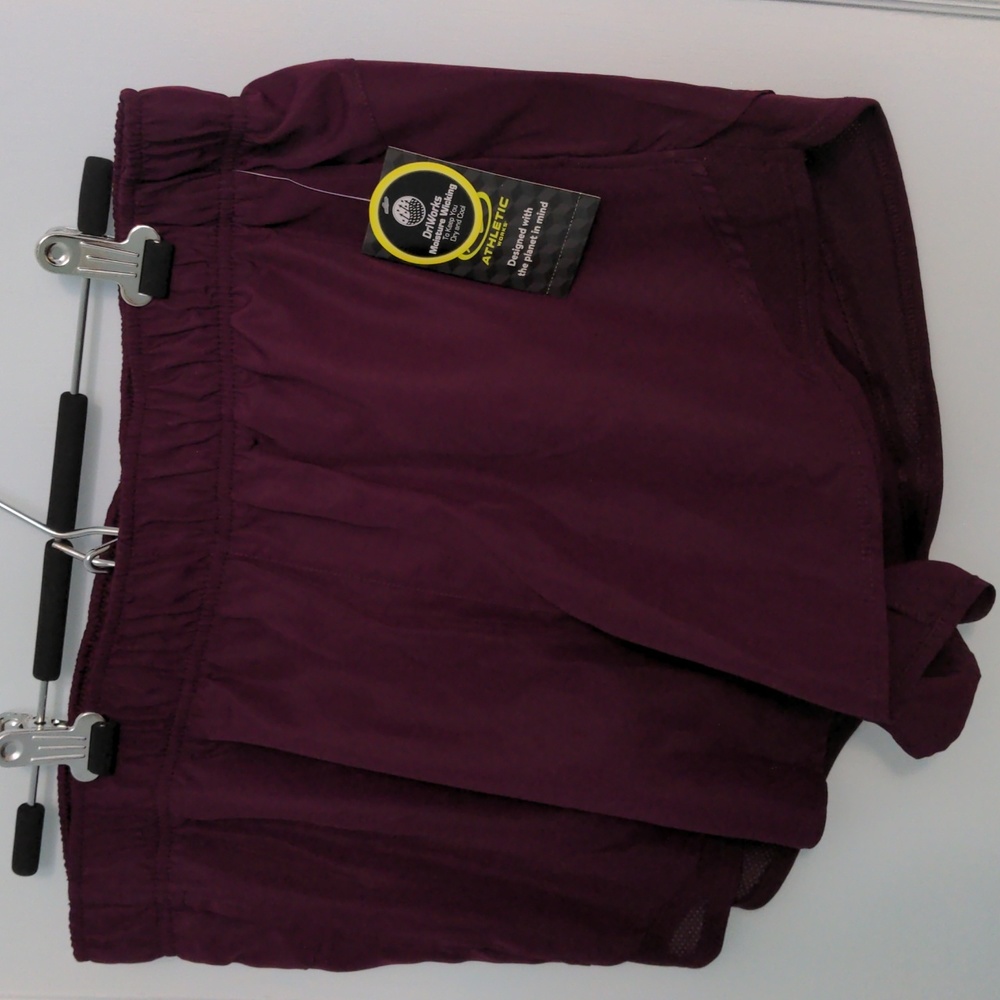 Athletic Works Plum Elastic Waist XL 16-18 Shorts DriWorks Moisture Wicking